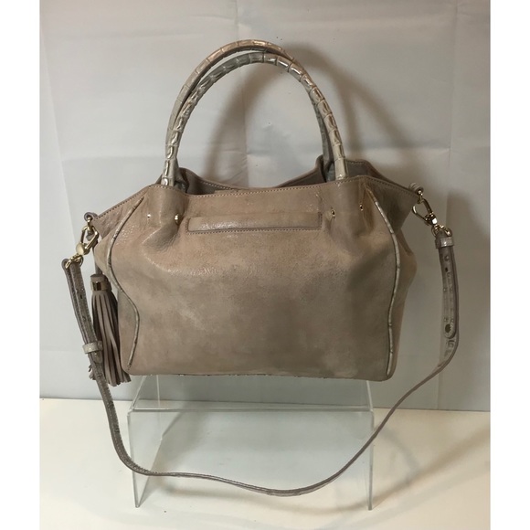 Brahmin Soft Leather Croc Trim Tassel Satchel - Picture 5 of 13